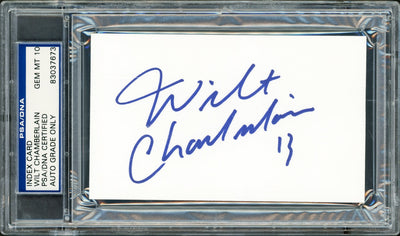 Wilt Chamberlain Autographed 3x5 Index Card Los Angeles Lakers Auto Grade Gem Mint 10 PSA/DNA #83037673
