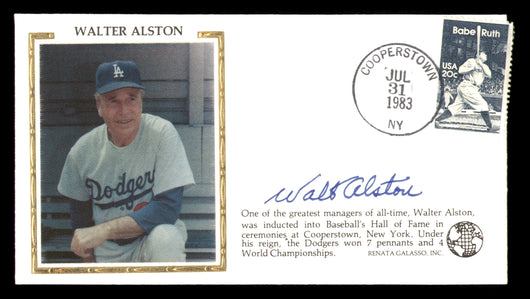Walter Alston Autographed 1983 First Day Cover Los Angeles Dodgers