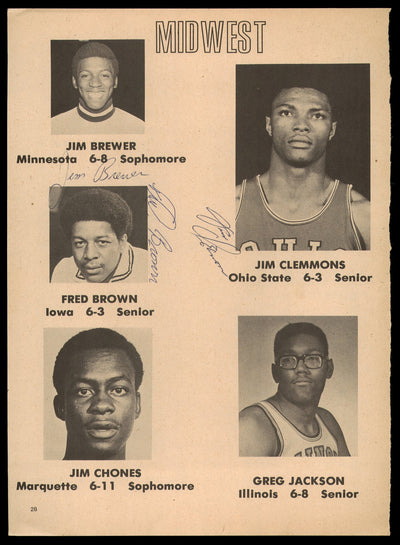 Fred Brown, Jim Brewer & Jim Cleamons Autographed Magazine Page