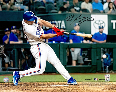 Wyatt Langford Autographed 16x20 Photo Texas Rangers Debut Hit Fanatics & MLB Holo