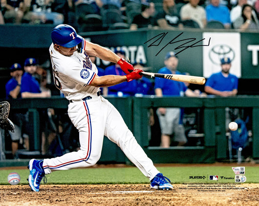 Wyatt Langford Autographed 16x20 Photo Texas Rangers Debut Hit Fanatics & MLB Holo