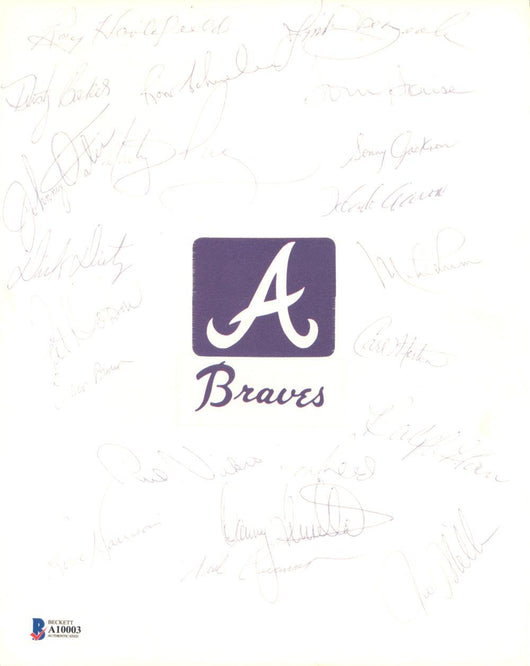 1973 Atlanta Braves Autographed 8x10 Cut Signature With 21 Total Signatures Including Hank Aaron Beckett BAS #A10003