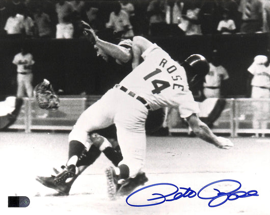 Pete Rose Signed 8x10 Photo All-Star Game Collision (AIV)