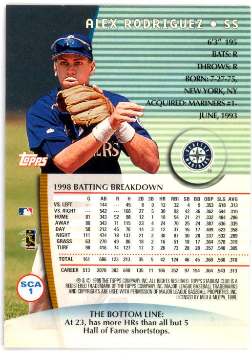 Alex Rodriguez Autographed 1999 Stadium Club Card #SCA1 Seattle Mariners SKU #116473