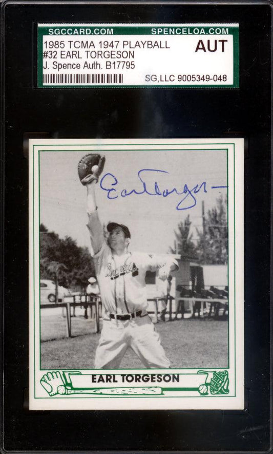 Earl Torgenson Autographed 1947 Play Ball Reprint Card #32 Boston Braves JSA #B17795