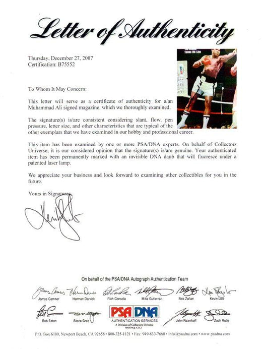 Muhammad Ali Autographed Sports Illustrated Magazine Vintage PSA/DNA #B75552