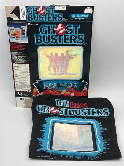 Vintage 1980s Ralston Ghostbusters Hologram Bundle – Original Mail-Away T-Shirt + Hologram Cereal Box RARE