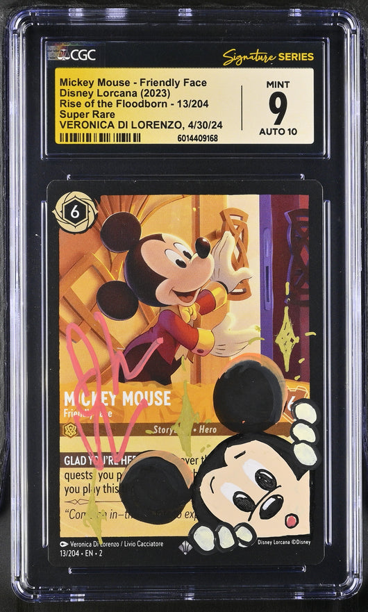 [CGC MINT 9 AUTO 10 (VERONICA DI LORENZO, 4/30/24)] MICKEY MOUSE - FRIENDLY FACE #13/204 - Super Rare - Rise Of The Floodborn (2023)