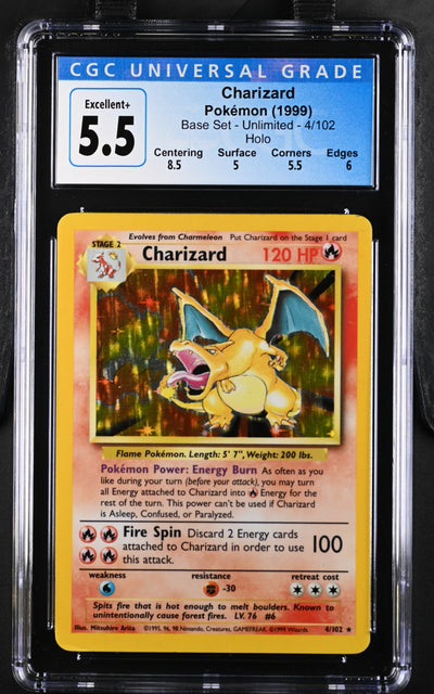 [CGC 5.5 - Excellent+] CHARIZARD #4 - Holo - Base Set (1999)