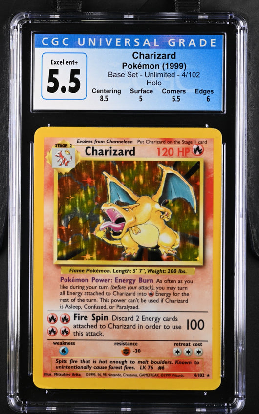 [CGC 5.5 - Excellent+] CHARIZARD #4 - Holo - Base Set (1999)