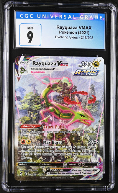 [CGC 9 - MINT - OLD LABEL] RAYQUAZA VMAX #218 - Alternate Full Art - Evolving Skies (2021)
