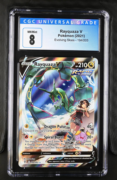 [CGC 8 - NM/Mint] RAYQUAZA V #194 - Alternate Full Art - Evolving Skies (2021)