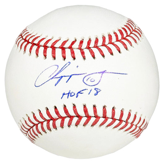 Chipper Jones Signed HOF 18 Inscription Rawlings Official Major League Baseball (JSA)