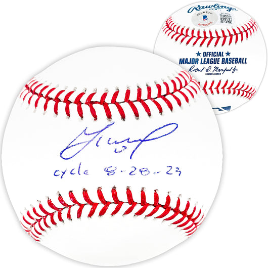 Jose Altuve Autographed Official MLB Baseball Houston Astros "Cycle 8-28-23" Beckett BAS Witness Stock #220568
