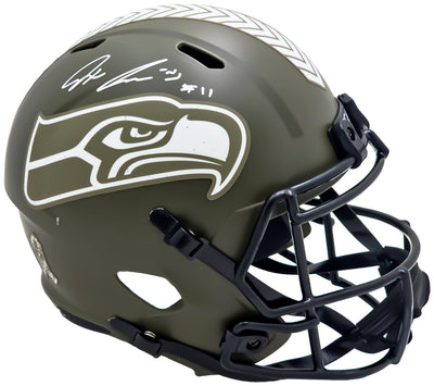 Jaxon Smith-Njigba Autographed Seattle Seahawks Camo Brown Full Size Replica Speed Helmet Fanatics Holo Stock #220844