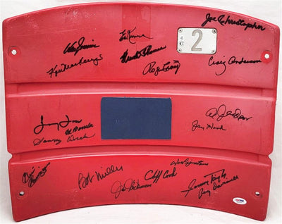 1962 New York Mets Team Autographed Red Seat Backing With 19 Signatures Including Don Zimmer & Roger Craig PSA/DNA #K47177