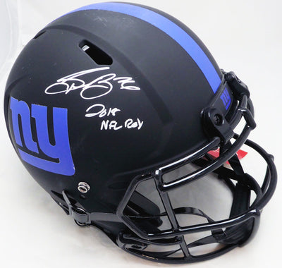 Saquon Barkley Autographed New York Giants Eclipse Black Full Size Authentic Speed Helmet "2018 NFL ROY" Beckett BAS Witness #WQ04042