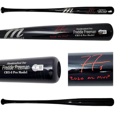 Freddie Freeman Autographed Black Marucci Game Model Bat Atlanta Braves "2020 NL MVP" Beckett BAS QR Stock #209154