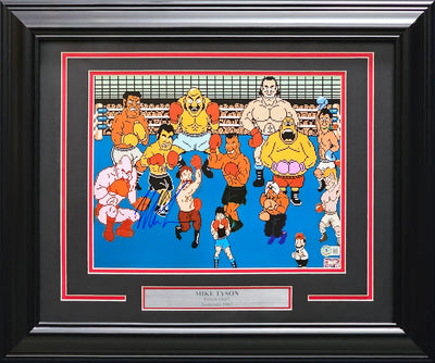 Mike Tyson Autographed Framed 11x14 Photo Punch-Out!! With Cast Beckett BAS Stock #220541