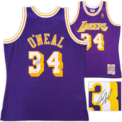 Los Angeles Lakers Shaquille Shaq O'Neal Autographed Purple Authentic Mitchell & Ness 1996-97 HWC Swingman Jersey Size L Beckett BAS Witness