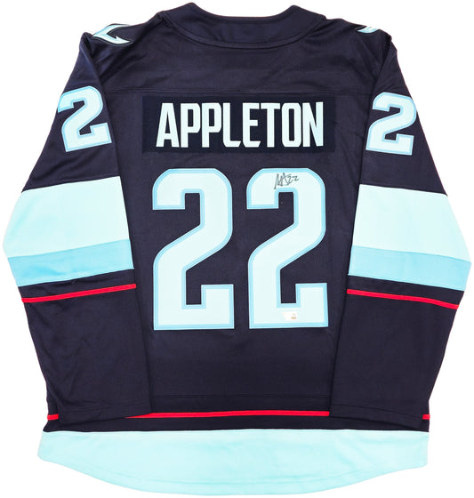 Seattle Kraken Mason Appleton Autographed Blue Fanatics Breakaway Jersey Size XL With Inaugural Season Patch Fanatics Holo