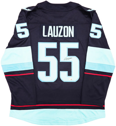 Seattle Kraken Jeremy Lauzon Autographed Blue Fanatics Breakaway Jersey Size XL With Inaugural Season Patch Fanatics Holo