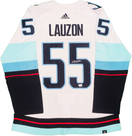 Seattle Kraken Jeremy Lauzon Autographed White Adidas Authentic Jersey Size 54 With Inaugural Season Patch Fanatics Holo