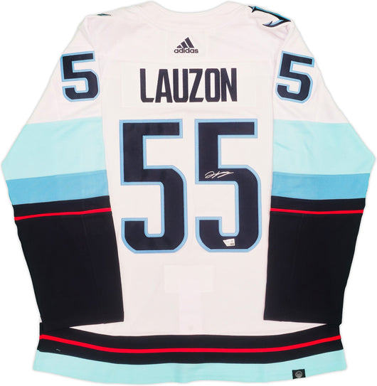 Seattle Kraken Jeremy Lauzon Autographed White Adidas Authentic Jersey Size 54 With Inaugural Season Patch Fanatics Holo