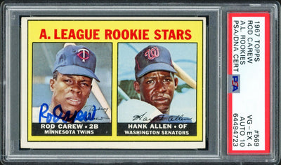 Rod Carew Autographed 1967 Topps Rookie Card #569 Minnesota Twins PSA 4 Auto Grade Gem Mint 10 PSA/DNA #64494723