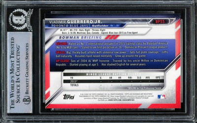 Vladimir Guerrero Jr. Autographed 2016 Bowman Prospects Rookie Card #BP55 Toronto Blue Jays Beckett BAS Stock #209784