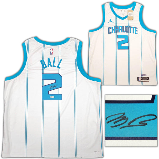 Charlotte Hornets LaMelo Ball Autographed White Nike Swingman Jersey Size XXL Beckett BAS QR Stock #209488