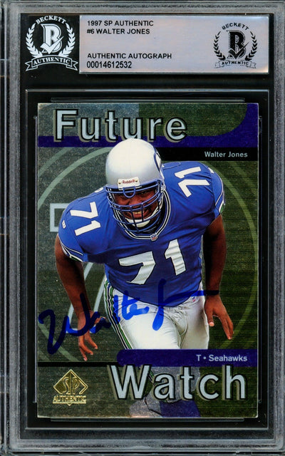 Walter Jones Autographed 1997 Upper Deck SP Rookie Card #6 Seattle Seahawks Beckett BAS #14612532