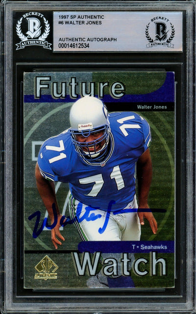 Walter Jones Autographed 1997 Upper Deck SP Rookie Card #6 Seattle Seahawks Beckett BAS #14612534