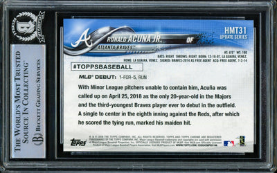Ronald Acuna Jr. Autographed 2018 Topps Chrome Update Rookie Card #HMT31 Atlanta Braves Beckett BAS #14612564