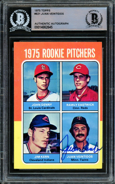 Juan Veintidos Autographed 1975 Topps Rookie Card #621 Minnesota Twins Beckett BAS #14862645