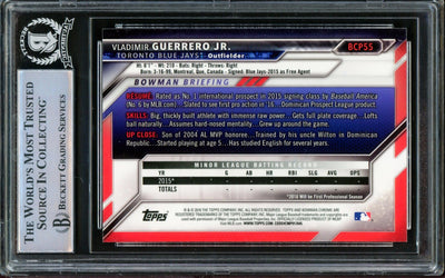 Vladimir Guerrero Jr. Autographed 2016 Bowman Chrome Prospects Rookie Card #BCP55 Toronto Blue Jays Beckett BAS #14863470