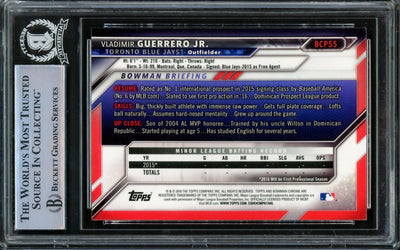 Vladimir Guerrero Jr. Autographed 2016 Bowman Chrome Prospects Rookie Card #BCP55 Toronto Blue Jays Beckett BAS #14863473