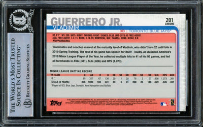 Vladimir Guerrero Jr. Autographed 2019 Topps Chrome Rookie Card #201 Toronto Blue Jays Beckett BAS #14863481