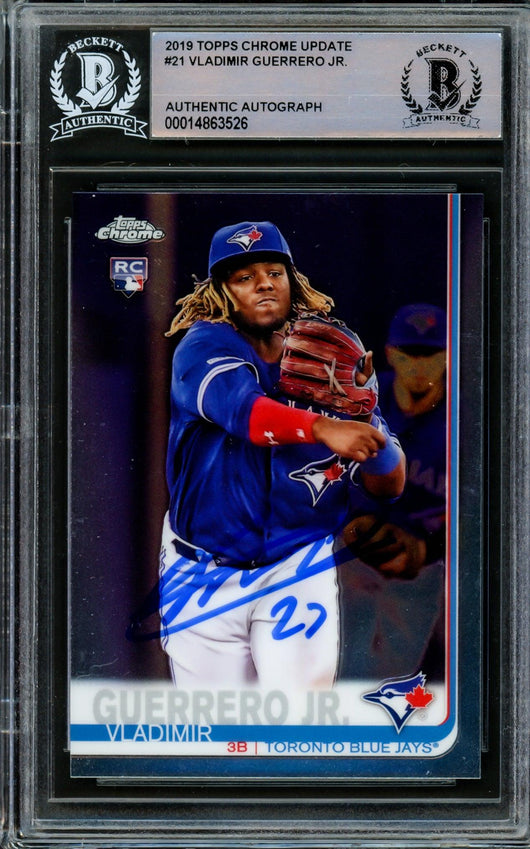 Vladimir Guerrero Jr. Autographed 2019 Topps Chrome Update Rookie Card #21 Toronto Blue Jays Beckett BAS #14863526