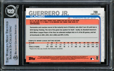 Vladimir Guerrero Jr. Autographed 2019 Topps Complete Set Variation Rookie Card #700D Toronto Blue Jays Beckett BAS #14863554