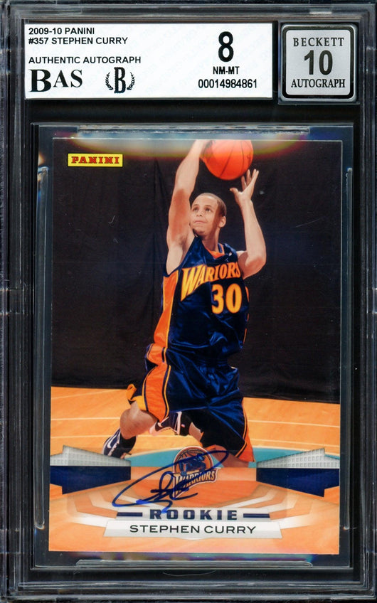 Stephen Curry Autographed 2009-10 Panini Rookie Card #357 Golden State Warriors BGS 8 Auto Grade Gem Mint 10 Beckett BAS #14984861