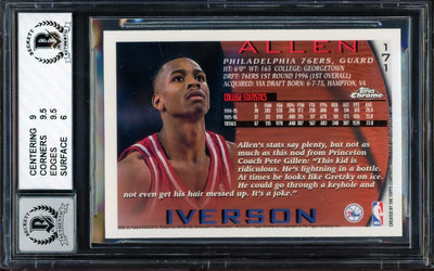 Allen Iverson Autographed 1996-97 Topps Chrome Rookie Card #171 Philadelphia 76ers BGS 7 Auto Grade Gem Mint 10 Beckett BAS #14323830