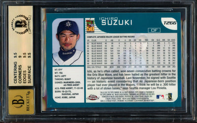 Ichiro Suzuki Autographed 2001 Topps Chrome Traded Rookie Card #T266 Seattle Mariners BGS 9.5 Auto Grade Gem Mint 10 Beckett BAS #14323820
