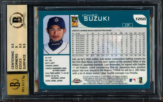 Ichiro Suzuki Autographed 2001 Topps Chrome Traded Rookie Card #T266 Seattle Mariners BGS 9.5 Auto Grade Gem Mint 10 Beckett BAS #14323820