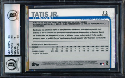 Fernando Tatis Jr. Autographed 2019 Topps Rainbow Foil Rookie Card #410 San Diego Padres BGS 9 Auto Grade Gem Mint 10 Beckett BAS #14323867