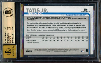 Fernando Tatis Jr. Autographed 2019 Topps Base Set Photo Variations Rookie Card #410 San Diego Padres BGS 9.5 Auto Grade Gem Mint 10 Beckett BAS #14323873