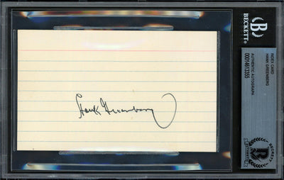 Hank Greenberg Autographed 3x5 Index Card Detroit Tigers Beckett BAS #14613355
