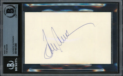 Tom Seaver Autographed 3x5 Index Card New York Mets, Cincinnati Reds Beckett BAS #14613360