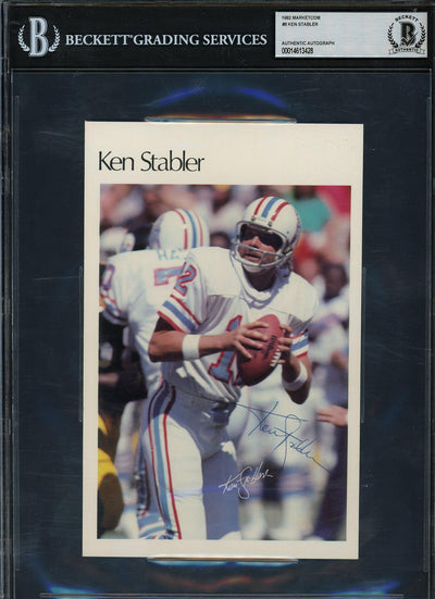 Ken Stabler Autographed 1982 Marketcom 5.5x8.5 Mini Poster #8 Houston Oilers Beckett BAS #14613428