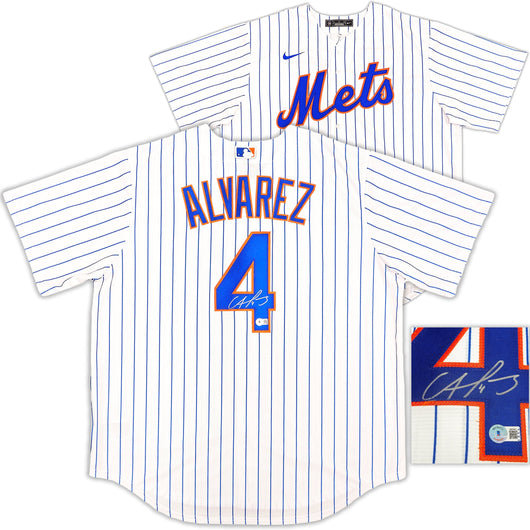 New York Mets Francisco Alvarez Autographed White Nike Jersey Size XL Beckett BAS Witness